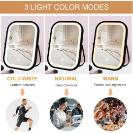 YEKKOPT Travel Mirror with Lights, Small LED Makeup Mirror with Lights,Portable Desk Mirror 1200mAh Battery,3 Color Modes,Dimmable Touch Screen, Tabletop Folding Compact Mirror,Women Gift YEKKOPT Travel Mirror with Lights, Small LED Makeup Mirror with Lights,Portable Desk Mirror 1200mAh Battery,3 Color Modes,Dimmable Touch Screen, Tabletop Folding Compact Mirror,Women Gift