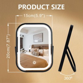 YEKKOPT Travel Mirror with Lights, Small LED Makeup Mirror with Lights,Portable Desk Mirror 1200mAh Battery,3 Color Modes,Dimmable Touch Screen, Tabletop Folding Compact Mirror,Women Gift YEKKOPT Travel Mirror with Lights, Small LED Makeup Mirror with Lights,Portable Desk Mirror 1200mAh Battery,3 Color Modes,Dimmable Touch Screen, Tabletop Folding Compact Mirror,Women Gift