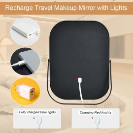 YEKKOPT Travel Mirror with Lights, Small LED Makeup Mirror with Lights,Portable Desk Mirror 1200mAh Battery,3 Color Modes,Dimmable Touch Screen, Tabletop Folding Compact Mirror,Women Gift YEKKOPT Travel Mirror with Lights, Small LED Makeup Mirror with Lights,Portable Desk Mirror 1200mAh Battery,3 Color Modes,Dimmable Touch Screen, Tabletop Folding Compact Mirror,Women Gift