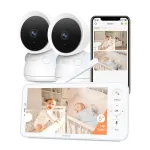 ARENTI 3MP Baby Monitor with 2 Cameras, 5-inch Split Screen Display, WiFi 6 Smartphone App, Night Vision, Cry Detection, Temp & Humidity Sensor, 2-Way Audio (D3 Set)