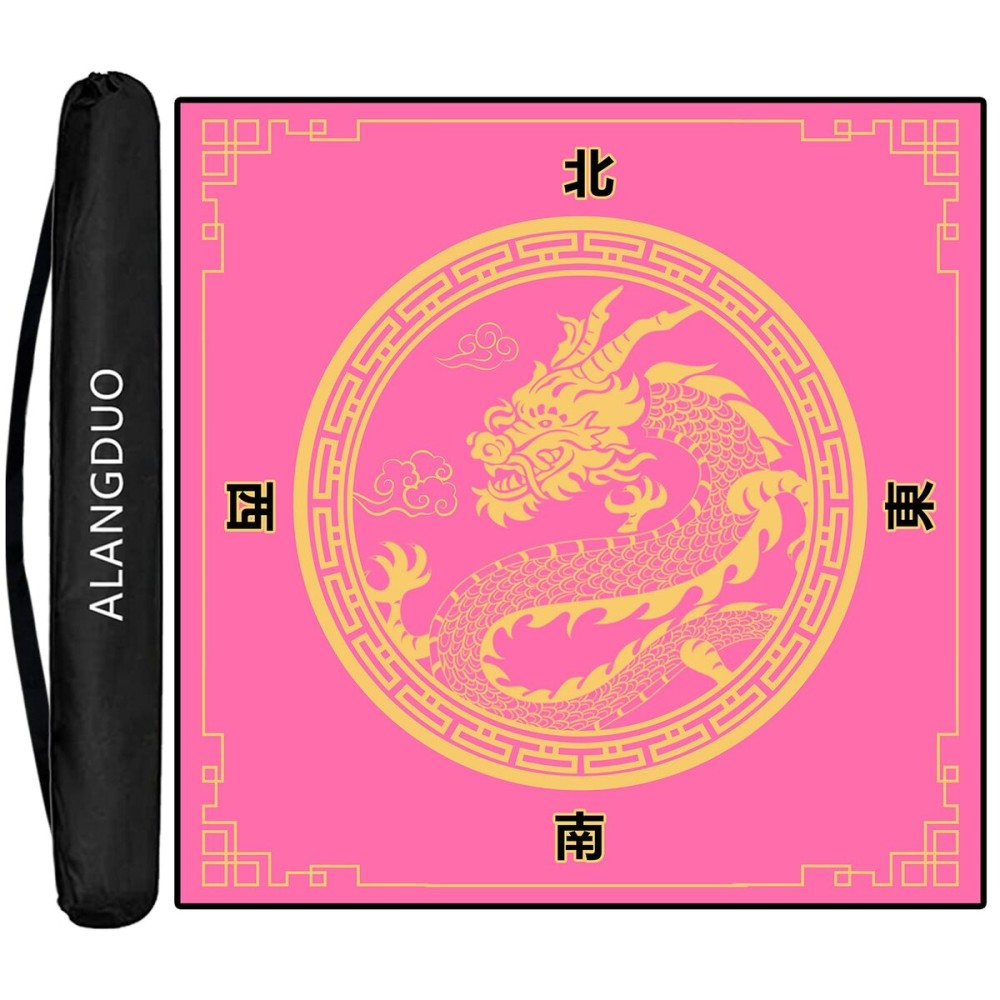 ALANGDUO Large Mahjong Mat with Black Carrying Bag, Anti Slip and Noise Reduction Table Cover for Mahjong, Poker, Card Games, Dominoes, Board Games, Slip Resistant Mat (Pink) ALANGDUO Large Mahjong Mat with Black Carrying Bag, Anti Slip and Noise Reduction Table Cover for Mahjong, Poker, Card Games, Dominoes, Board Games, Slip Resistant Mat (Pink)
