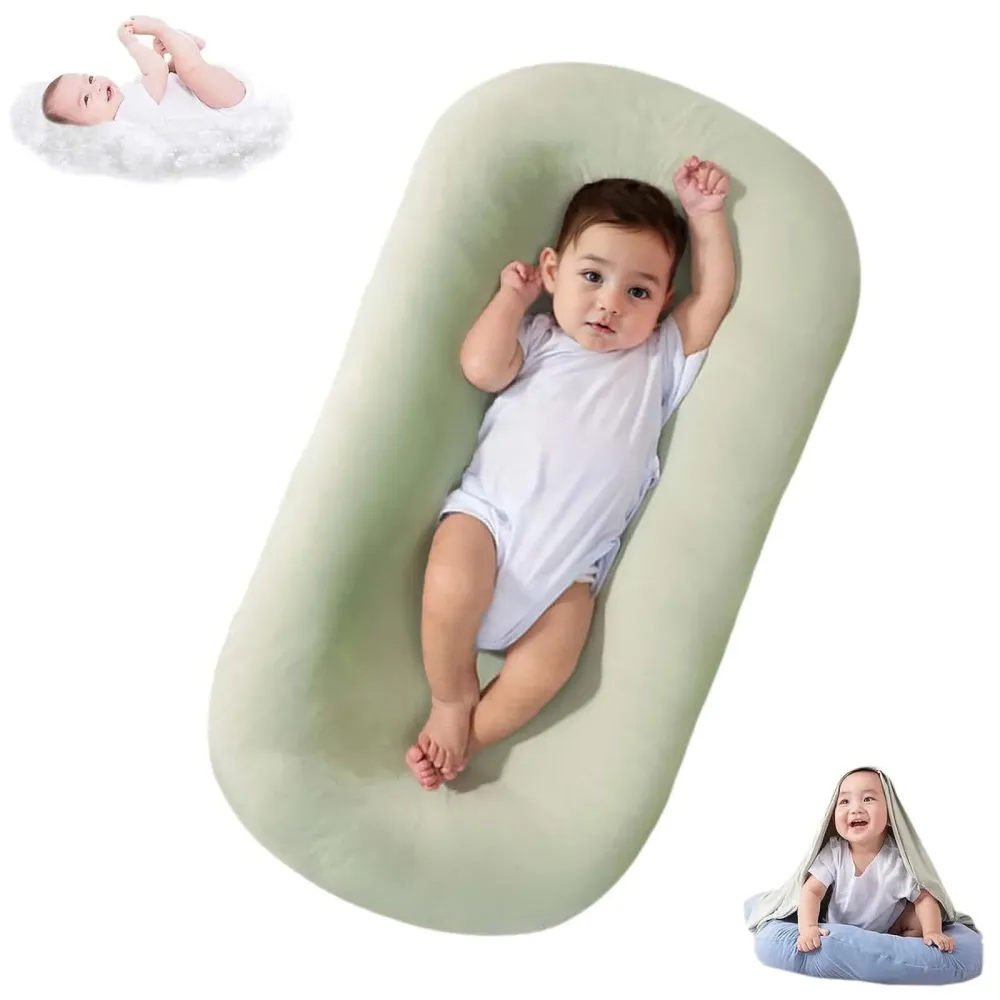 Baby Lounger, Bionic Design Baby Lounger for Newborn 0-24 Months, Soft Organic Cotton Breathable Lounger for Infants (Lovely Green) Baby Lounger, Bionic Design Baby Lounger for Newborn 0-24 Months, Soft Organic Cotton Breathable Lounger for Infants (Lovely Green)