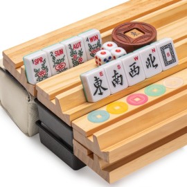 Yellow Mountain Imports American Mahjong Set, Harbor Mint with Beige and Blue Canvas Tote Bag - 4 All-in-One Racks with Pushers, Wright Patterson Scoring Coins, Dice, & Wind Indicator Yellow Mountain Imports American Mahjong Set, Harbor Mint with Beige and Blue Canvas Tote Bag - 4 All-in-One Racks with Pushers, Wright Patterson Scoring Coins, Dice, & Wind Indicator