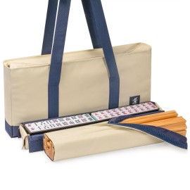 Yellow Mountain Imports American Mahjong Set, Harbor Mint with Beige and Blue Canvas Tote Bag - 4 All-in-One Racks with Pushers, Wright Patterson Scoring Coins, Dice, & Wind Indicator Yellow Mountain Imports American Mahjong Set, Harbor Mint with Beige and Blue Canvas Tote Bag - 4 All-in-One Racks with Pushers, Wright Patterson Scoring Coins, Dice, & Wind Indicator