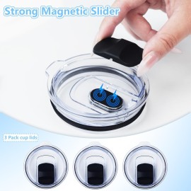 3 Pack 20 oz Tumbler Lid, Magnetic Slider Replacement Lids for YETI 20 oz Tumbler, 10/24 oz Mug and 10 oz Lowball, Spill Proof Cup Lids Covers Compatible for Ozark Trail, Old Style Rtic, BPA Free 3 Pack 20 oz Tumbler Lid, Magnetic Slider Replacement Lids for YETI 20 oz Tumbler, 10/24 oz Mug and 10 oz Lowball, Spill Proof Cup Lids Covers Compatible for Ozark Trail, Old Style Rtic, BPA Free