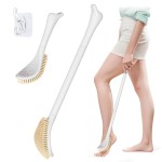 GEENOA New Foot Brush with Adjustable Long Handle, 3-in-1 Foot Scrubber for Wet or Dry Brushing, 10.2- 27.5 Foot Scrub Brush for Senior, Pregnant, Disabled, or Injured, Gift-Box Packed(White)