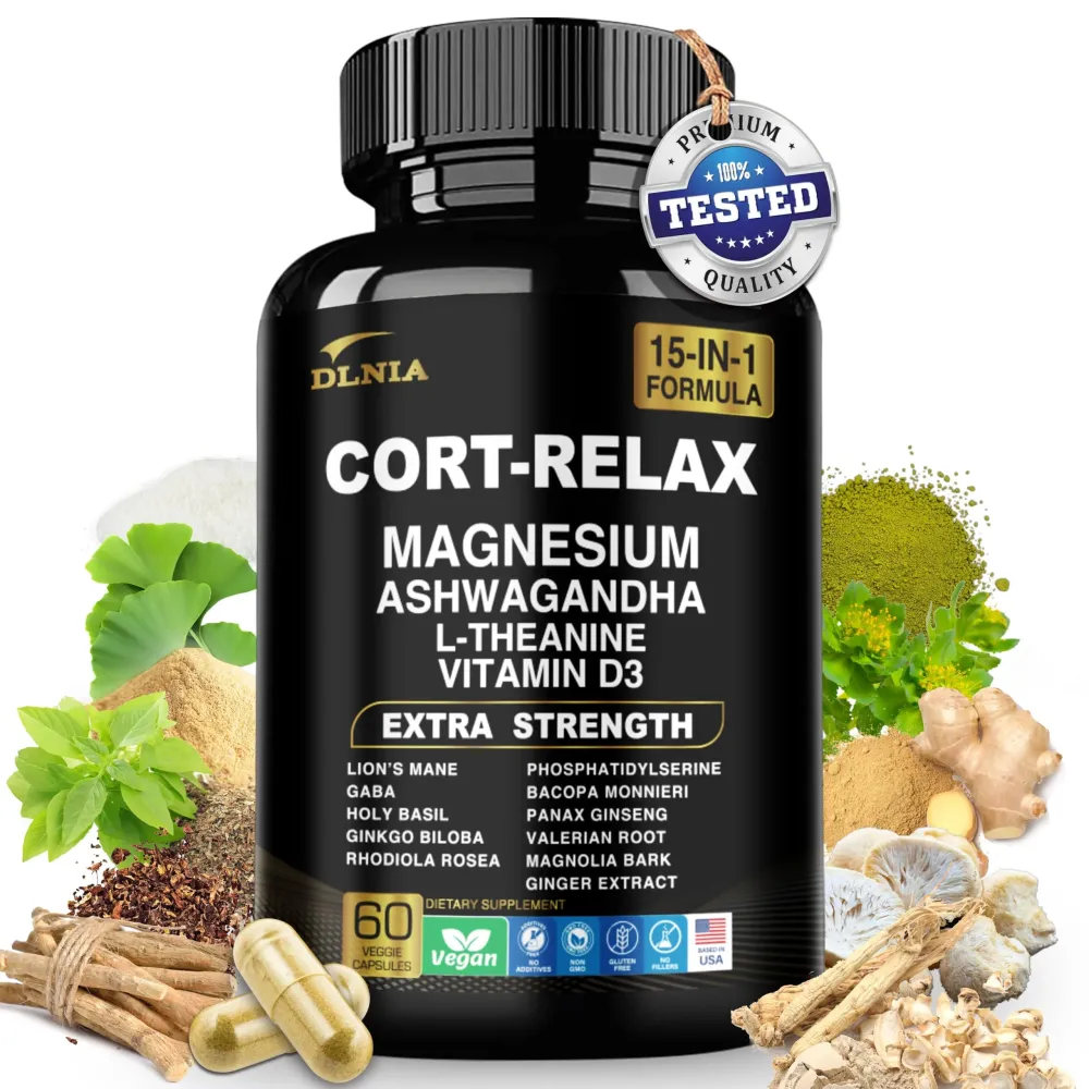 DLNIA Super Calm Cortisol Supplement with Magnesium Glycinate, Ashwagandha, L-Theanine, Phosphatidylserine, Ginkgo Biloba & Lions Mane for Calm, Focus, Mental Clarity, Relaxation, Sleep, Energy DLNIA Super Calm Cortisol Supplement with Magnesium Glycinate, Ashwagandha, L-Theanine, Phosphatidylserine, Ginkgo Biloba & Lions Mane for Calm, Focus, Mental Clarity, Relaxation, Sleep, Energy