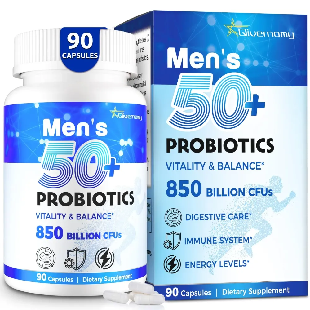 Probiotics for Men, Advanced 50+ Mens Probiotic, Comprehensive Gut & Energy Support with 850 Billion CFU, 1800mg Prebiotics Fiber - Tailored Wellness mens probiotics for gut health over 50, 90 Capsule Probiotics for Men, Advanced 50+ Mens Probiotic, Comprehensive Gut & Energy Support with 850 Billion CFU, 1800mg Prebiotics Fiber - Tailored Wellness mens probiotics for gut health over 50, 90 Capsule