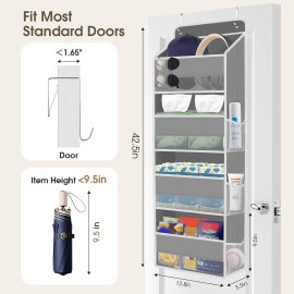 SpaceHacks 1 Pack Over The Door Organizer, Hanging Storage Organizer with Clear Window, 40lb Ultra Sturdy Large Capacity Room Organizer for Pantry Laundry Bathroom Nursery Closet Baby Essential (Grey)