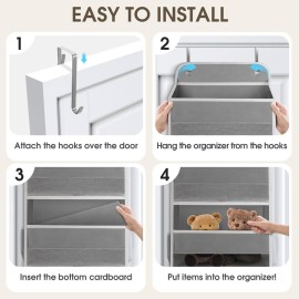 SpaceHacks 1 Pack Over The Door Organizer, Hanging Storage Organizer with Clear Window, 40lb Ultra Sturdy Large Capacity Room Organizer for Pantry Laundry Bathroom Nursery Closet Baby Essential (Grey)