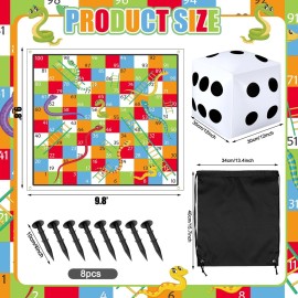Realspring 9.8 ft Giant Snakes and Ladders Game Playing Mat with 6 Nails 14 Inch Inflatable Dice and Storage Bag Floor Snake and Ladder Board Game Big Size for Both Indoor and Outside Realspring 9.8 ft Giant Snakes and Ladders Game Playing Mat with 6 Nails 14 Inch Inflatable Dice and Storage Bag Floor Snake and Ladder Board Game Big Size for Both Indoor and Outside