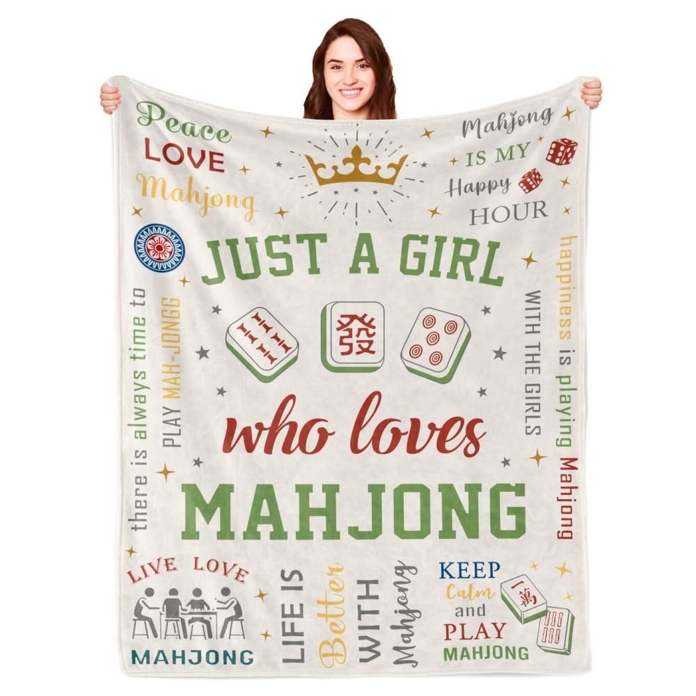 Turelos Mahjong Gifts for Women, Mahjong Blanket, Mah-Jong Themed Present, Mah Jong Accessories Gifts for Mah Jong Lovers for Christmas/Birthday Throw Blanket 60x50in Turelos Mahjong Gifts for Women, Mahjong Blanket, Mah-Jong Themed Present, Mah Jong Accessories Gifts for Mah Jong Lovers for Christmas/Birthday Throw Blanket 60x50in