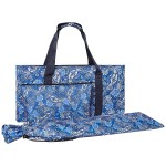 GUSTARIA Empty Mahjong Bag,Thickened Blue Printed American Mahjong Set, Tiles Bag and Mahjong Racks&Pushers Drawstring Bag Included (Case Only)