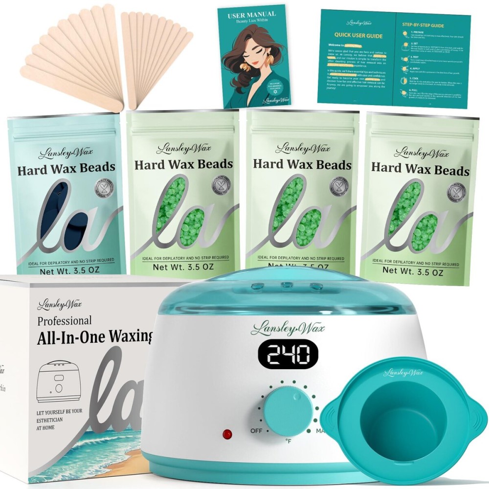 LANSLEYWAX Digital Waxing Kit for Women Men Blue-Green Wax Warmer for Hair Removal with Silicone Pot, Hard Wax Kit, Waxing Machine for Sensitive Skin Brazilian Bikini Leg Eyebrow Full Body Home Use LANSLEYWAX Digital Waxing Kit for Women Men Blue-Green Wax Warmer for Hair Removal with Silicone Pot, Hard Wax Kit, Waxing Machine for Sensitive Skin Brazilian Bikini Leg Eyebrow Full Body Home Use