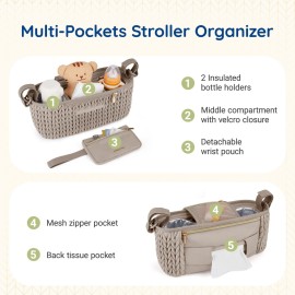 mommore Stroller Organizer with Insulated Cup Holders, Universal Stroller Caddy with Detachable Phone Bag, Stroller Accessories Fits for Uppababy, Doona, Jogger, Britax, Mompush, Bob mommore Stroller Organizer with Insulated Cup Holders, Universal Stroller Caddy with Detachable Phone Bag, Stroller Accessories Fits for Uppababy, Doona, Jogger, Britax, Mompush, Bob