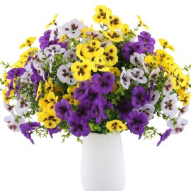 Rowfad 18 Bundles Artificial Fake Pansy Flowers for Outdoor, Faux UV Resistant Silk Pansies Flowers for Outside Planter Front Door Porch Yard Patio Window Box Home Decor (18, Purple, Yellow, White) Rowfad 18 Bundles Artificial Fake Pansy Flowers for Outdoor, Faux UV Resistant Silk Pansies Flowers for Outside Planter Front Door Porch Yard Patio Window Box Home Decor (18, Purple, Yellow, White)