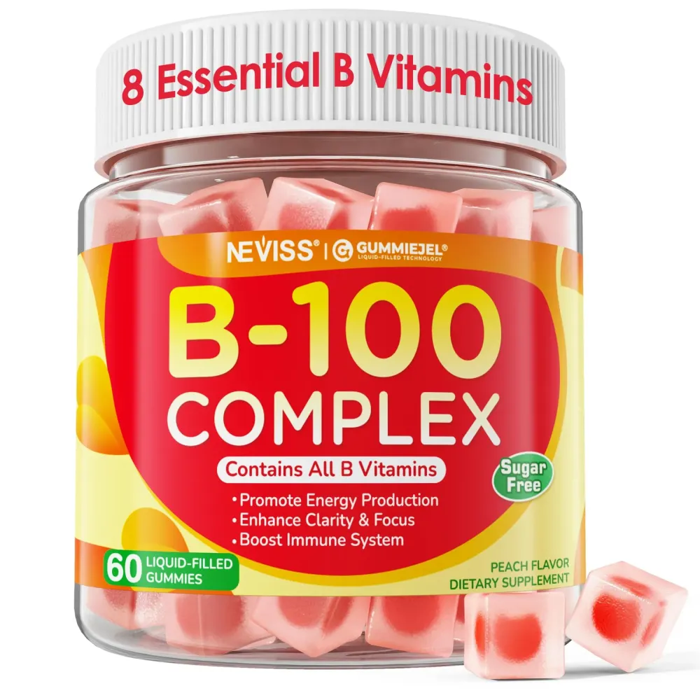 Super Vitamin B Complex Gummies - All B Vitamins Including Methyl B12, B1, B2, B3, B5, B6, Biotin, Methylfolate with Vitamin C, Choline, Inositol, PABA for Energy, Brain & Immune Support, Sugar Free Super Vitamin B Complex Gummies - All B Vitamins Including Methyl B12, B1, B2, B3, B5, B6, Biotin, Methylfolate with Vitamin C, Choline, Inositol, PABA for Energy, Brain & Immune Support, Sugar Free