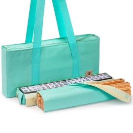 Yellow Mountain Imports American Mahjong Set, Seabreeze with Green Soft Case - 4 All-in-One Racks with Pushers, Wright Patterson Scoring Coins, Dice, & Wind Indicator Yellow Mountain Imports American Mahjong Set, Seabreeze with Green Soft Case - 4 All-in-One Racks with Pushers, Wright Patterson Scoring Coins, Dice, & Wind Indicator