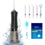 WellLeo Water Flosser for Teeth, 300ML Cordless Oral Irrigator Rechargeable Dental Flosser Picks with 5 Modes 5 Jet Tips,IPX7 Waterproof Teeth Cleaner for Braces Gum Care, Home Travel Use