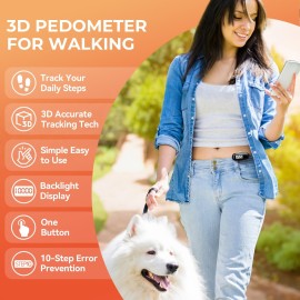 3D Pedometer for Walking, Simple Walking Step Counter with Removable Clip and Strap, USB Rechargeable Step Tracker with Backlight, Accurate Step Counter for Men Women Kids Seniors 3D Pedometer for Walking, Simple Walking Step Counter with Removable Clip and Strap, USB Rechargeable Step Tracker with Backlight, Accurate Step Counter for Men Women Kids Seniors
