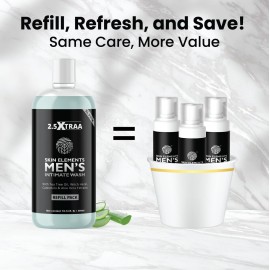 Skin Elements Men\'s Intimate Wash JUMBO Pack | with Refill | For 180 Days | 14.2 fl. oz | pH Balanced Hygiene Foaming Wash | Prevents Bad Odor | with Tea Tree Oil | Genital Wash | Super Saver Pack |