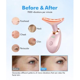 SDKWDH Red-Light-Therapy-for-Face-and-Neck, 7 Color Face Massager Tool for Wrinkles, Double Chin, Vibrating Facial Massager with Thermals for Skin Care, Glossy Pink SDKWDH Red-Light-Therapy-for-Face-and-Neck, 7 Color Face Massager Tool for Wrinkles, Double Chin, Vibrating Facial Massager with Thermals for Skin Care, Glossy Pink