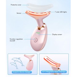SDKWDH Red-Light-Therapy-for-Face-and-Neck, 7 Color Face Massager Tool for Wrinkles, Double Chin, Vibrating Facial Massager with Thermals for Skin Care, Glossy Pink SDKWDH Red-Light-Therapy-for-Face-and-Neck, 7 Color Face Massager Tool for Wrinkles, Double Chin, Vibrating Facial Massager with Thermals for Skin Care, Glossy Pink