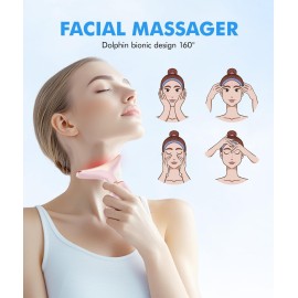 SDKWDH Red-Light-Therapy-for-Face-and-Neck, 7 Color Face Massager Tool for Wrinkles, Double Chin, Vibrating Facial Massager with Thermals for Skin Care, Glossy Pink SDKWDH Red-Light-Therapy-for-Face-and-Neck, 7 Color Face Massager Tool for Wrinkles, Double Chin, Vibrating Facial Massager with Thermals for Skin Care, Glossy Pink