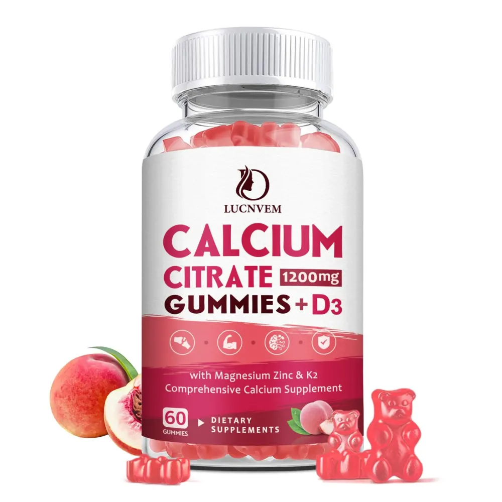 Calcium Citrate 1200mg with Vitamin D3 Gummies, Calcium Gummies with Vitamin D3 for Women & Men, Calcium Magnesium Zinc for Bone Muscle Healthy- Natural White Peach Flavor- 30 Day Supply Calcium Citrate 1200mg with Vitamin D3 Gummies, Calcium Gummies with Vitamin D3 for Women & Men, Calcium Magnesium Zinc for Bone Muscle Healthy- Natural White Peach Flavor- 30 Day Supply