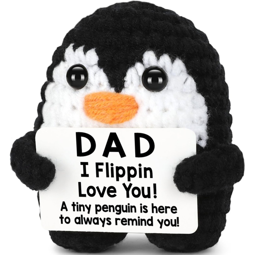 Fathers Day Dad Gifts from Daughter Son Wife, Handmade Crochet Mini Penguin Birthday Gifts for Dad Bonus Step, Funny I Love You Gift for Dads Fathers Day Birthday Present Emotional Small Cute Decor Fathers Day Dad Gifts from Daughter Son Wife, Handmade Crochet Mini Penguin Birthday Gifts for Dad Bonus Step, Funny I Love You Gift for Dads Fathers Day Birthday Present Emotional Small Cute Decor