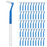 Fremouth 50 Count Angle Interdental Brushes for Braces, Tight(0.7mm), L- Shaped Interproximal Floss for Dental Plaque Removal Health