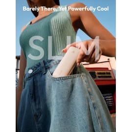 Aecooly Slim Portable Fan, Thin Handheld Fan, USB Rechargeable Mini Personal [17H Max Cooling Time], Battery Powered Small Foldable Pocket for Travel, Summer, Gifts for Women, Girls -Beige