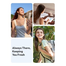 Aecooly Slim Portable Fan, Thin Handheld Fan, USB Rechargeable Mini Personal [17H Max Cooling Time], Battery Powered Small Foldable Pocket for Travel, Summer, Gifts for Women, Girls -Beige