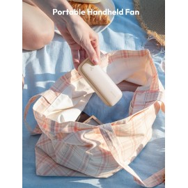 Aecooly Slim Portable Fan, Thin Handheld Fan, USB Rechargeable Mini Personal [17H Max Cooling Time], Battery Powered Small Foldable Pocket for Travel, Summer, Gifts for Women, Girls -Beige