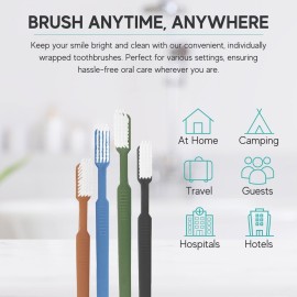 40 Prepasted Disposable Toothbrushes Individually Wrapped - Single Use Pre Pasted Disposable Toothbrushes with Toothpaste Built In - Waterless Toothbrush for Travel, Airbnb Guests, Hotel, & Camping