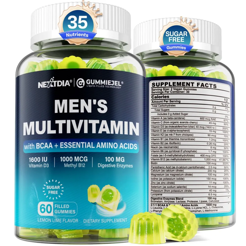 Methylated Multivitamin for Men Gummies, BCAA Amino Acids, Zinc, Vitamin A C D3 E K2 B6 B12 Biotin Calcium, Magnesium, Lycopene, Digestive Enzymes - Energy Muscle Immunity - Sugar Free, Vegan, 60 Cts Methylated Multivitamin for Men Gummies, BCAA Amino Acids, Zinc, Vitamin A C D3 E K2 B6 B12 Biotin Calcium, Magnesium, Lycopene, Digestive Enzymes - Energy Muscle Immunity - Sugar Free, Vegan, 60 Cts