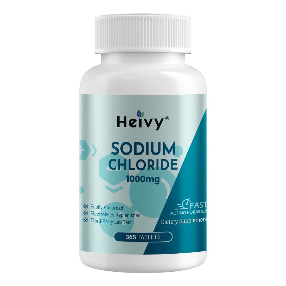 Heivy Sodium Chloride Tablets 1000mg - Pure Salt Tablets, 365 Tablets, Sodium Chloride, Non-GMO - Electrolyte Balance and Hydration Support, Electrolytes Replenisher Hydration Drink Heivy Sodium Chloride Tablets 1000mg - Pure Salt Tablets, 365 Tablets, Sodium Chloride, Non-GMO - Electrolyte Balance and Hydration Support, Electrolytes Replenisher Hydration Drink