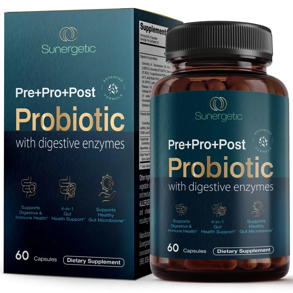 Premium 4-in-1 Probiotic Prebiotic, Postbiotic & Digestive Enzymes for Men & Women - Supports Gut, Digestion & Immunity -Complete Gut Health with Pre, Post, Probiotics & Digestive Enzymes-60 Capsules Premium 4-in-1 Probiotic Prebiotic, Postbiotic & Digestive Enzymes for Men & Women - Supports Gut, Digestion & Immunity -Complete Gut Health with Pre, Post, Probiotics & Digestive Enzymes-60 Capsules