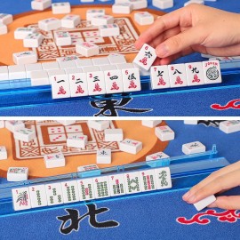 GUSTARIA American Mahjong Game Set, 166 White Tiles, 4 All-in-One Color Rack/Pushers, Complete Mahjong Set with Pink Printed Carrying Bag