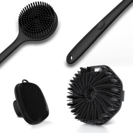3 PCS Silicone Bath Brush Set,Back Scrubber & Body Brush & Face Brush Set, Super-Exfoliating & Lathering Body Scrubber, Shower Brush, Face Scrubber Combination for HomeBathroom Hotel Travel.(Black) 3 PCS Silicone Bath Brush Set,Back Scrubber & Body Brush & Face Brush Set, Super-Exfoliating & Lathering Body Scrubber, Shower Brush, Face Scrubber Combination for HomeBathroom Hotel Travel.(Black)