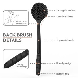 3 PCS Silicone Bath Brush Set,Back Scrubber & Body Brush & Face Brush Set, Super-Exfoliating & Lathering Body Scrubber, Shower Brush, Face Scrubber Combination for HomeBathroom Hotel Travel.(Black) 3 PCS Silicone Bath Brush Set,Back Scrubber & Body Brush & Face Brush Set, Super-Exfoliating & Lathering Body Scrubber, Shower Brush, Face Scrubber Combination for HomeBathroom Hotel Travel.(Black)