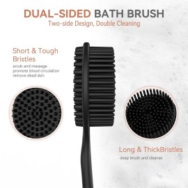 3 PCS Silicone Bath Brush Set,Back Scrubber & Body Brush & Face Brush Set, Super-Exfoliating & Lathering Body Scrubber, Shower Brush, Face Scrubber Combination for HomeBathroom Hotel Travel.(Black) 3 PCS Silicone Bath Brush Set,Back Scrubber & Body Brush & Face Brush Set, Super-Exfoliating & Lathering Body Scrubber, Shower Brush, Face Scrubber Combination for HomeBathroom Hotel Travel.(Black)