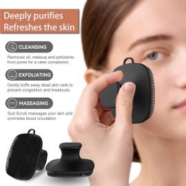 3 PCS Silicone Bath Brush Set,Back Scrubber & Body Brush & Face Brush Set, Super-Exfoliating & Lathering Body Scrubber, Shower Brush, Face Scrubber Combination for HomeBathroom Hotel Travel.(Black) 3 PCS Silicone Bath Brush Set,Back Scrubber & Body Brush & Face Brush Set, Super-Exfoliating & Lathering Body Scrubber, Shower Brush, Face Scrubber Combination for HomeBathroom Hotel Travel.(Black)