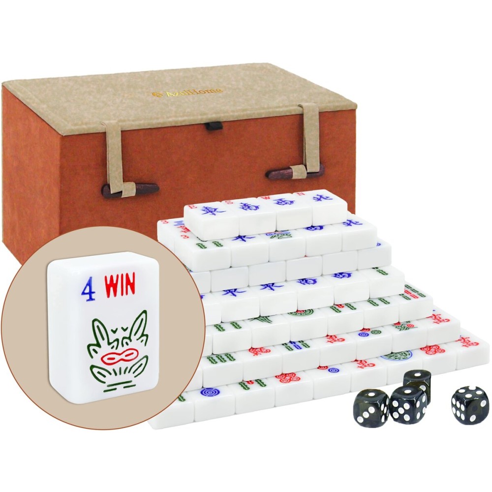 AzulHome American Mahjong Game Set, 166 Numbered 30mm (1.2) Tiles, 4 Dices and One Storage Case, Complete Mahjong Tiles Set, Preminum Tiles for Western Mahjong, White AzulHome American Mahjong Game Set, 166 Numbered 30mm (1.2) Tiles, 4 Dices and One Storage Case, Complete Mahjong Tiles Set, Preminum Tiles for Western Mahjong, White