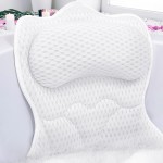 REEZEIVI Bath Pillows for Tub,Bath Pillow with 6 Non-Slip Suction Cups,Soft 4D Mesh Fabric,Bathtub Pillows for Tub Neck and Back Support,Extra Thick Luxury Bathtub Pillows,White
