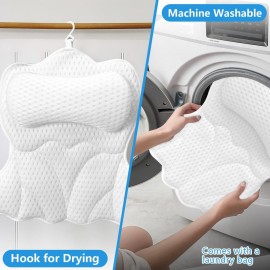 REEZEIVI Bath Pillows for Tub,Bath Pillow with 6 Non-Slip Suction Cups,Soft 4D Mesh Fabric,Bathtub Pillows for Tub Neck and Back Support,Extra Thick Luxury Bathtub Pillows,White REEZEIVI Bath Pillows for Tub,Bath Pillow with 6 Non-Slip Suction Cups,Soft 4D Mesh Fabric,Bathtub Pillows for Tub Neck and Back Support,Extra Thick Luxury Bathtub Pillows,White