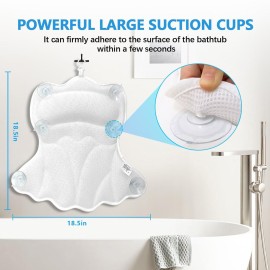 REEZEIVI Bath Pillows for Tub,Bath Pillow with 6 Non-Slip Suction Cups,Soft 4D Mesh Fabric,Bathtub Pillows for Tub Neck and Back Support,Extra Thick Luxury Bathtub Pillows,White REEZEIVI Bath Pillows for Tub,Bath Pillow with 6 Non-Slip Suction Cups,Soft 4D Mesh Fabric,Bathtub Pillows for Tub Neck and Back Support,Extra Thick Luxury Bathtub Pillows,White