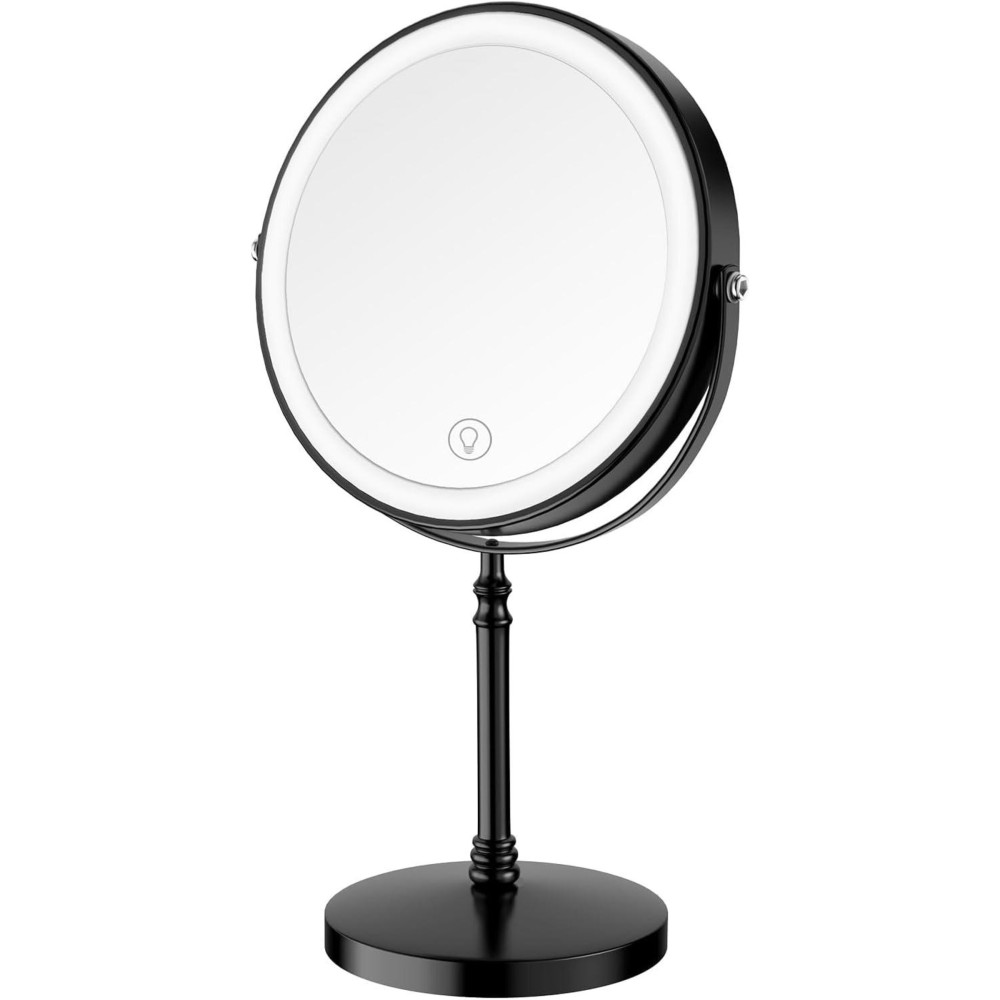 Lighted Makeup Mirror, 3000 mAh Rechargeable Double Sided Magnifying Vanity Mirror with 3 Colors, 1x/10x, 360 Rotation , Brightness Adjustable Magnification Cosmetic Light up Mirror, Women Gift Lighted Makeup Mirror, 3000 mAh Rechargeable Double Sided Magnifying Vanity Mirror with 3 Colors, 1x/10x, 360 Rotation , Brightness Adjustable Magnification Cosmetic Light up Mirror, Women Gift