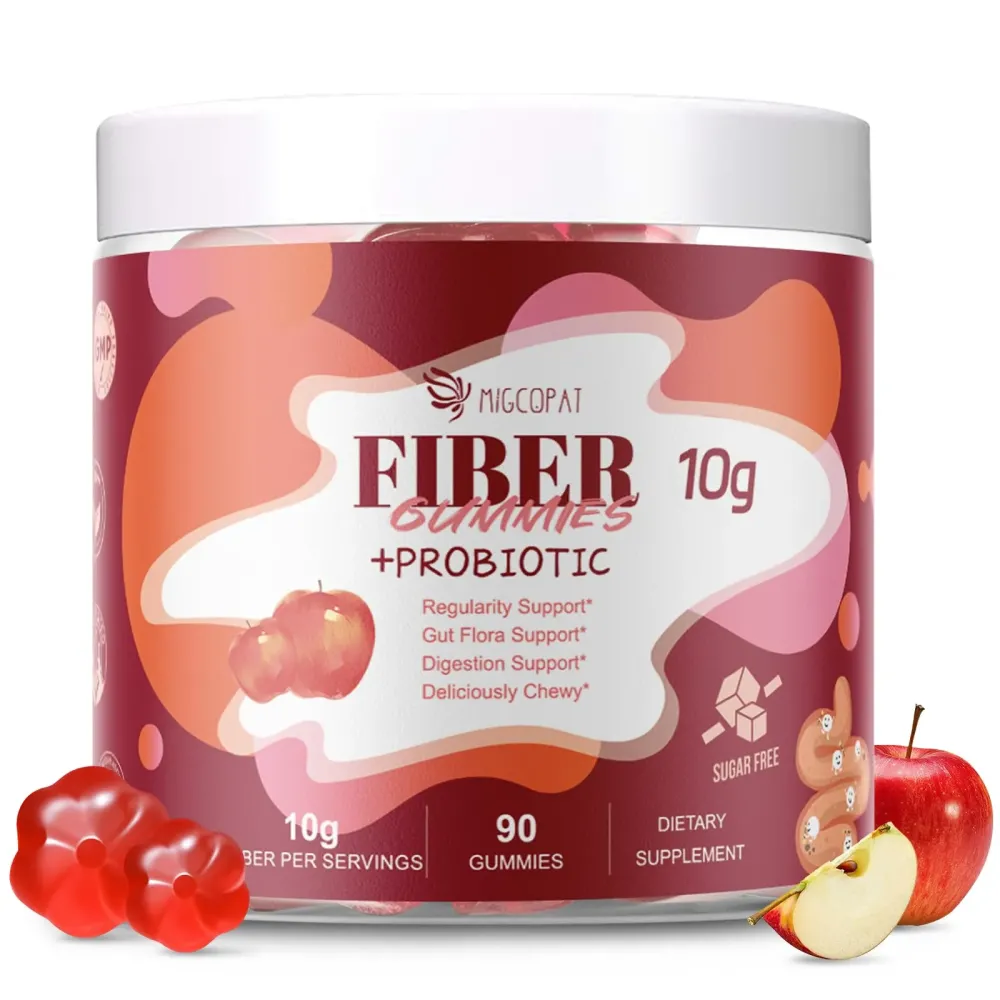 Migcopat Fiber Gummies with Probiotics,10G Fiber per Serving No Sugar Added Apple Flavor, with 10 Billion CFU Probiotics Blend, Apple Cider Vinegar, Vitamin C, Inulin, Bloating Support 90 Count Migcopat Fiber Gummies with Probiotics,10G Fiber per Serving No Sugar Added Apple Flavor, with 10 Billion CFU Probiotics Blend, Apple Cider Vinegar, Vitamin C, Inulin, Bloating Support 90 Count