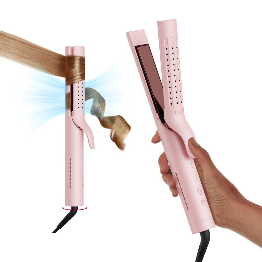 TYMO Airflow 2.0 Flat Iron Curling Iron - Titanium Hair Straightener and Curler 2 in 1, 1 1/4 Inch Curling Wand, 54 Million Ionic, Anti-Scald for Women Long Short Hair, Dual Voltage for Travel, Pink TYMO Airflow 2.0 Flat Iron Curling Iron - Titanium Hair Straightener and Curler 2 in 1, 1 1/4 Inch Curling Wand, 54 Million Ionic, Anti-Scald for Women Long Short Hair, Dual Voltage for Travel, Pink